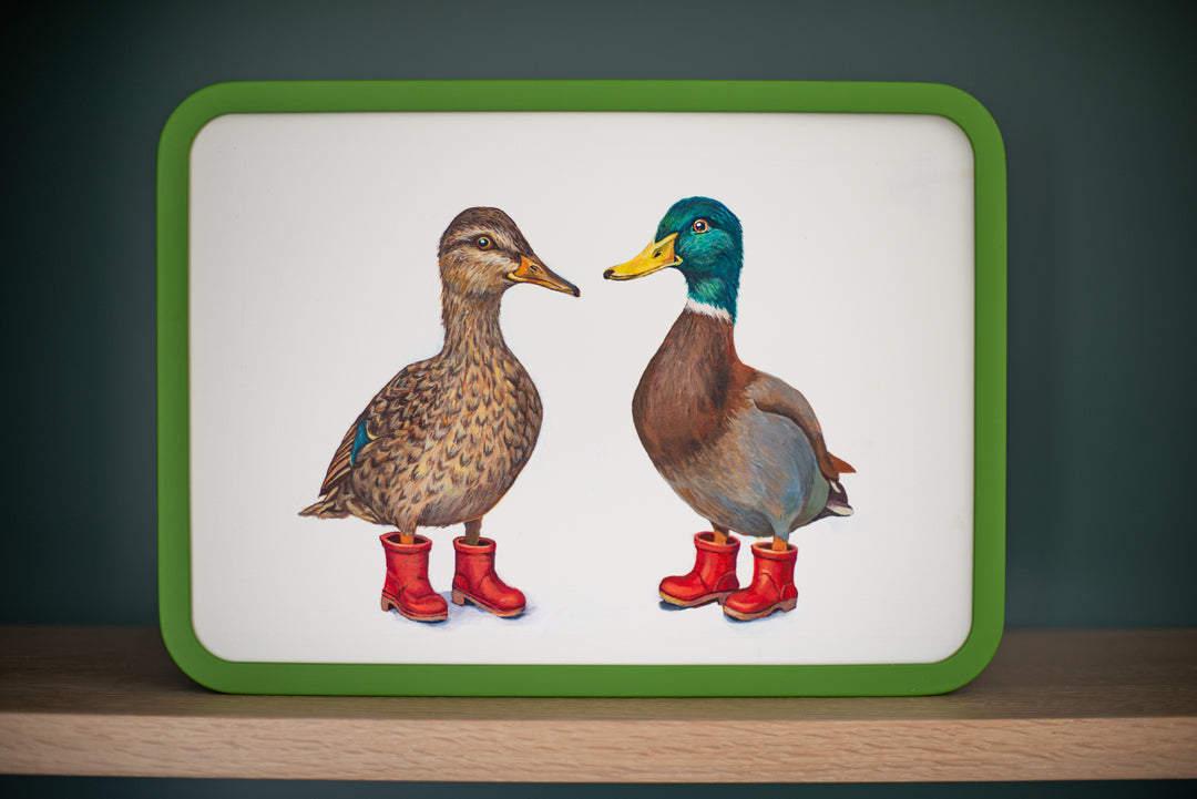 Ducks in boots- Original Artwork With Round Edge Frame