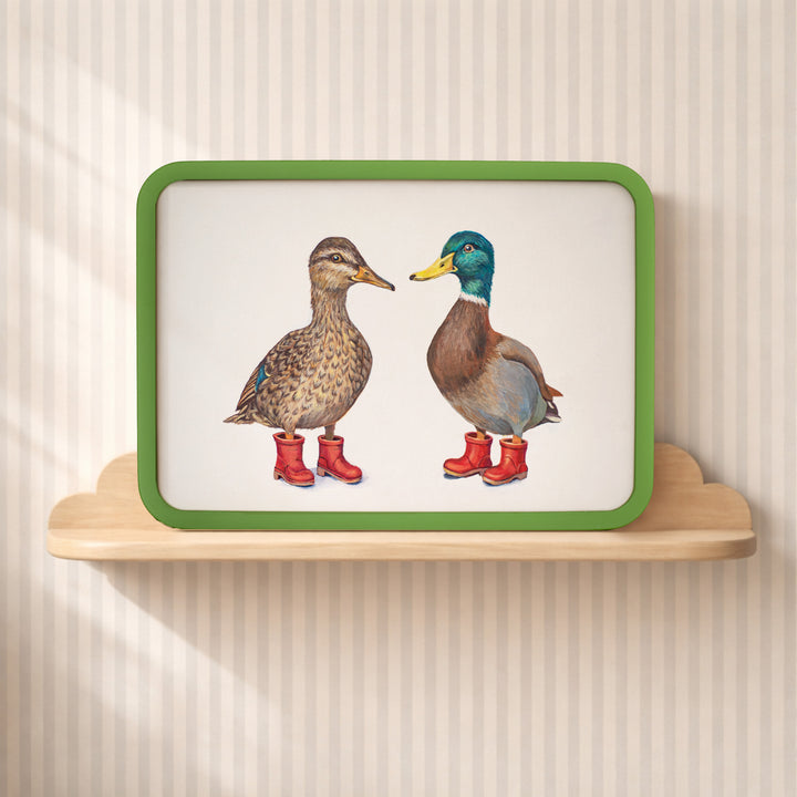 Ducks in boots- Original Artwork With Round Edge Frame